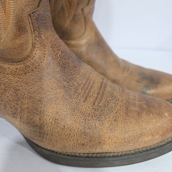 VTG Justin Leather Cowboy Boots Western Men\'s 11.5D Brown EX Tread #2555 USA main image 8